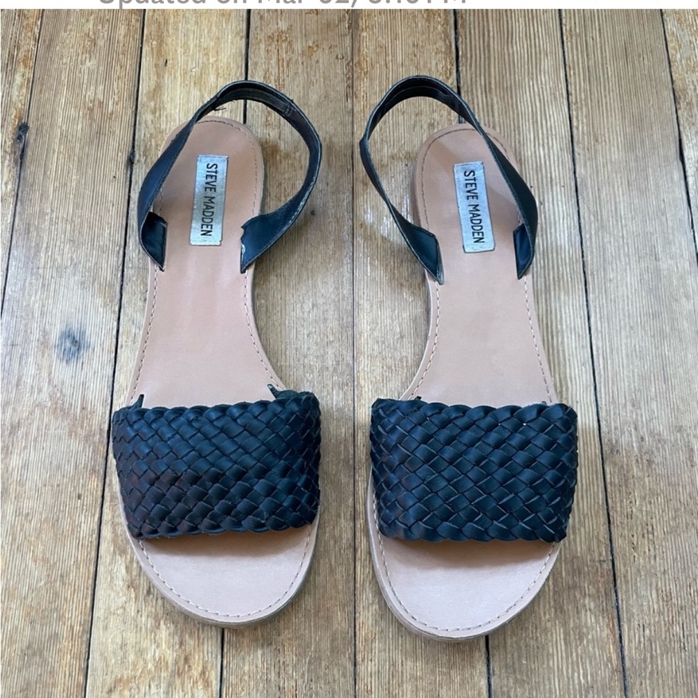 Steve Madden Black Woven Leather Sandal